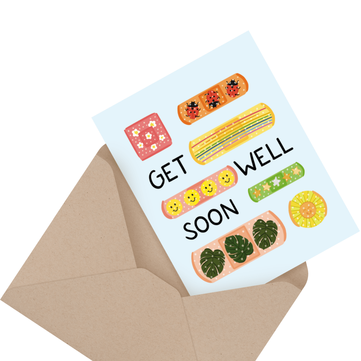 cute bandaids get well soon card