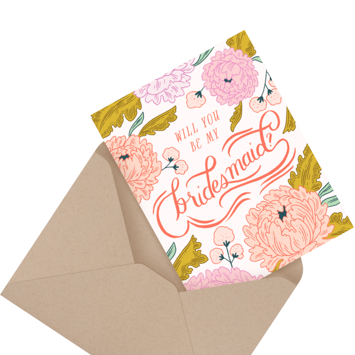 floral best bridesmaid greeting card