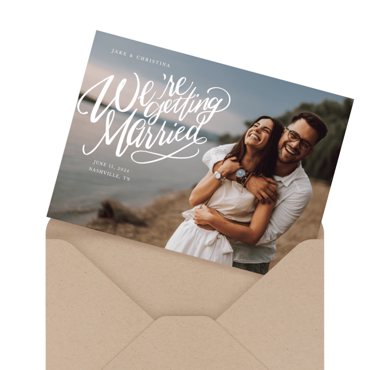 modern custom photo wedding card