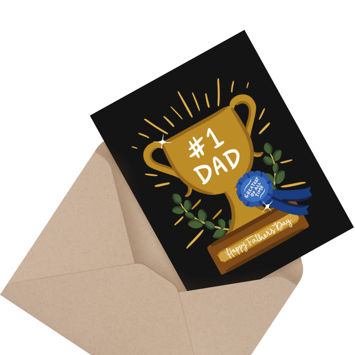 cute photo father's day card in envelope