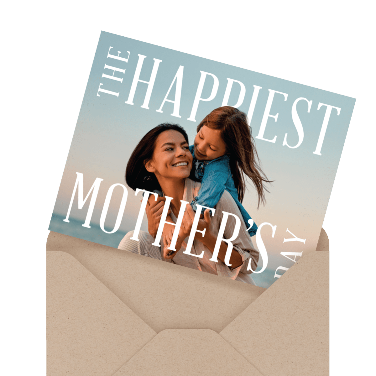 modern photo mother's day card in envelope