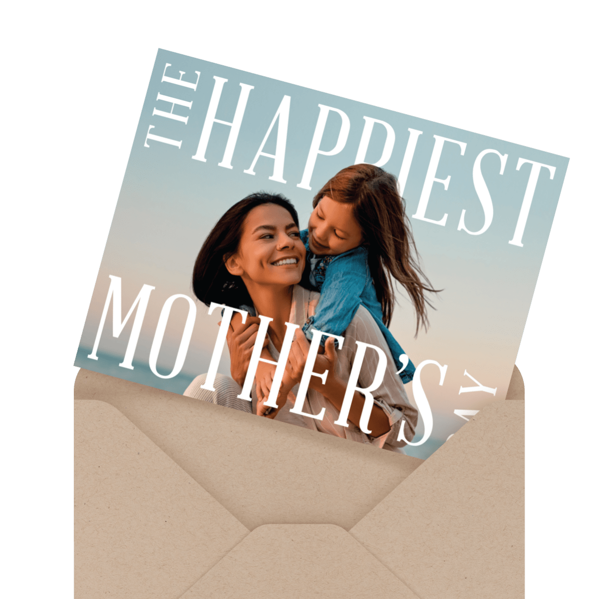 modern photo mother's day card in envelope