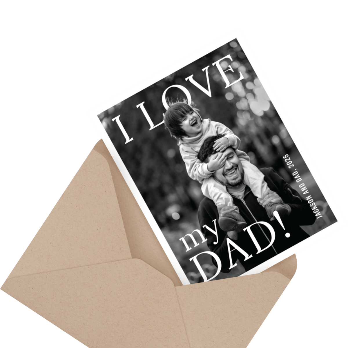 cute photo father's day card in envelope