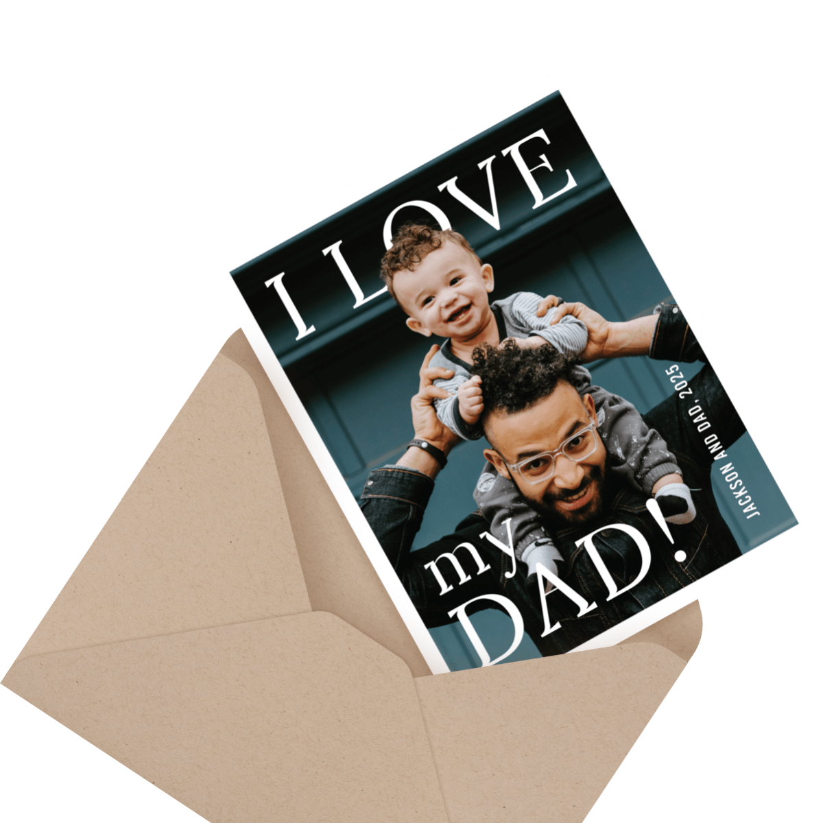 cute photo father's day card in envelope